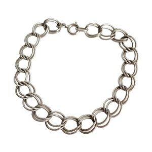 Vintage‎ Sterling Silver Double Link Charm Bracelet